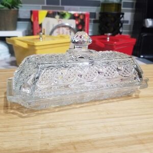 Vintage Avon‎ Cape Cod Pattern Clear Glass 1/4 lbs Butter Dish with Lid